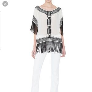Alice+Olivia fringe silk top